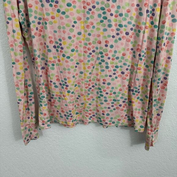 Posh Peanut Multi Polka Dot Henley V-Neck Long Sleeve Top Pink XL - Picture 6 of 7